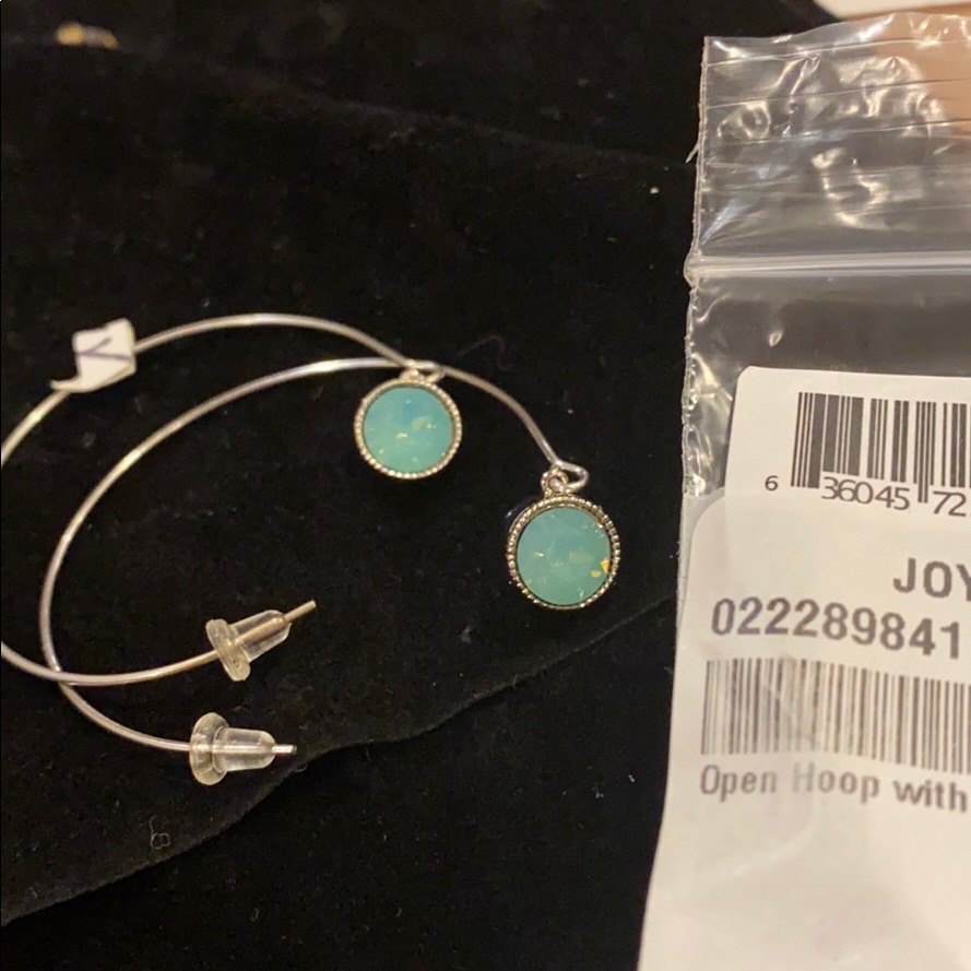 Open Hoop Swarovski Bezel Green